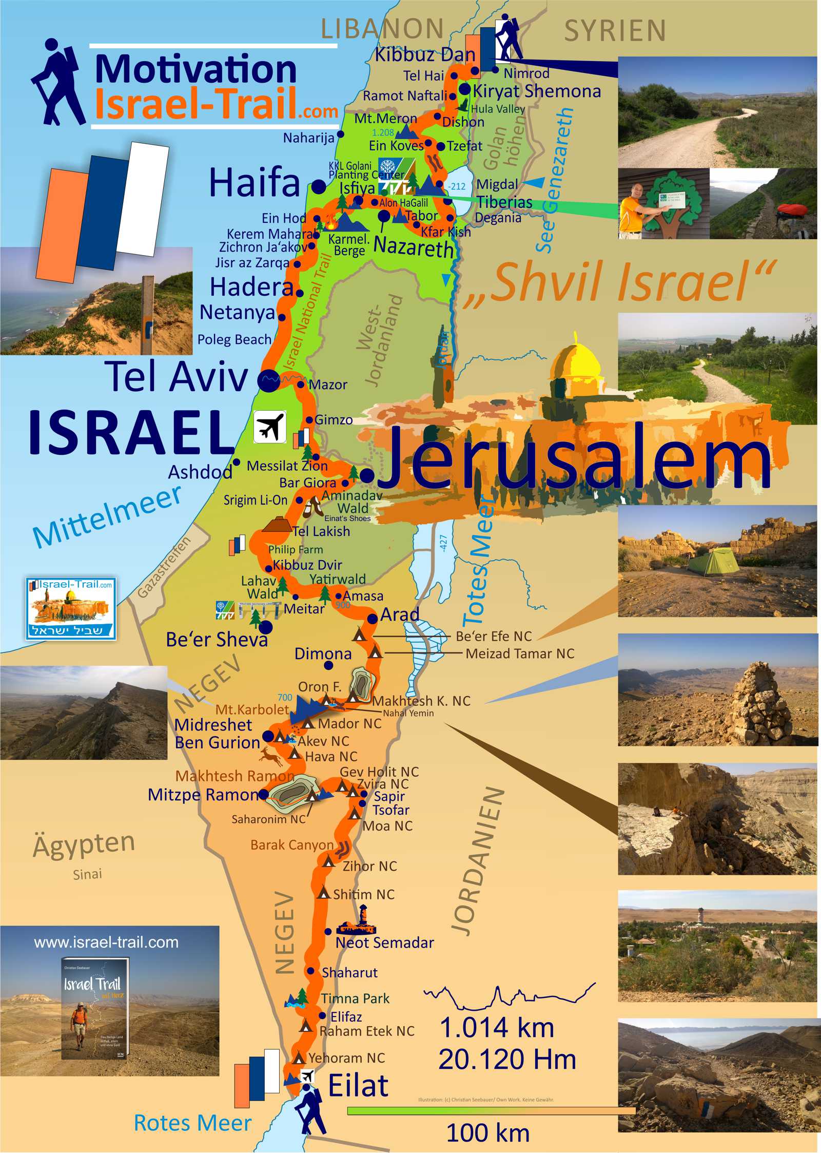 Übersichtskarte zum Israel National Trail